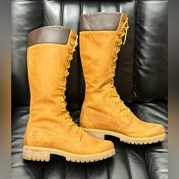 Timberland Premium 14” Knee High Wheat Waterproof Leather Boots Women Size 10W - Picture 12 of 16